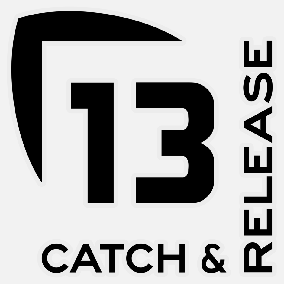 13 Fishing Catch and Release Vinyl Decal - Small - Black